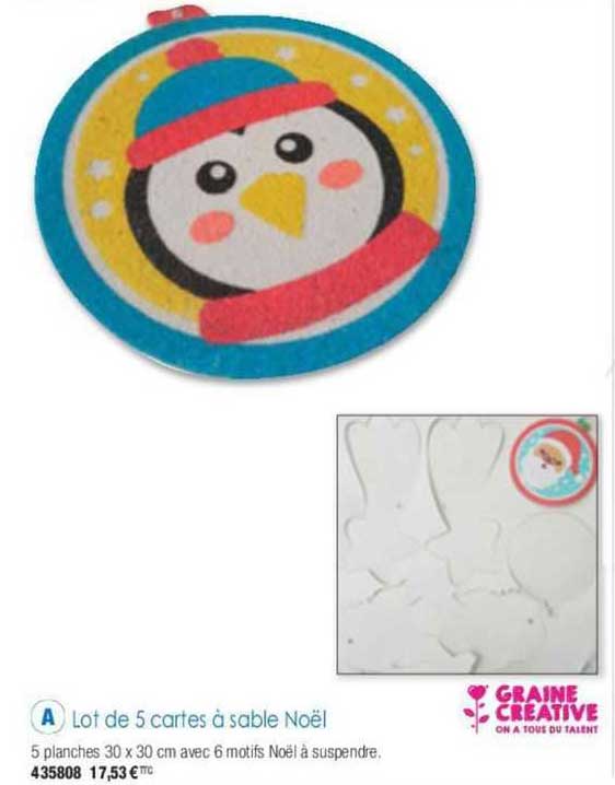 lot de 5 cartes à sable noël graine creative
