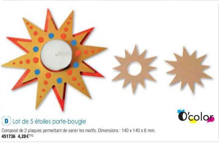 lot de 5 étoiles porte-bougie o'color