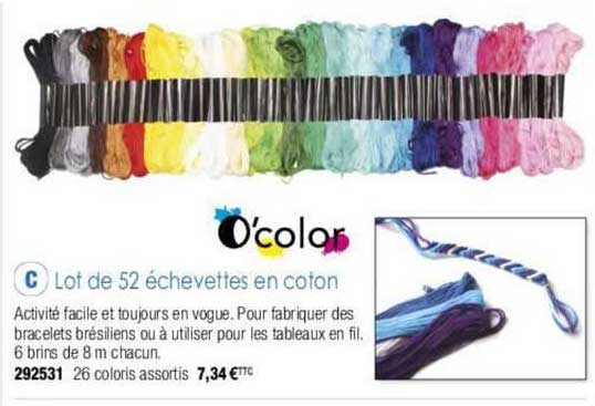 lot de 52 échevettes en coton o'color