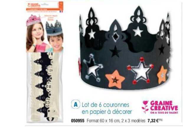 lot de 6 couronnes en papier à décorer graine créative