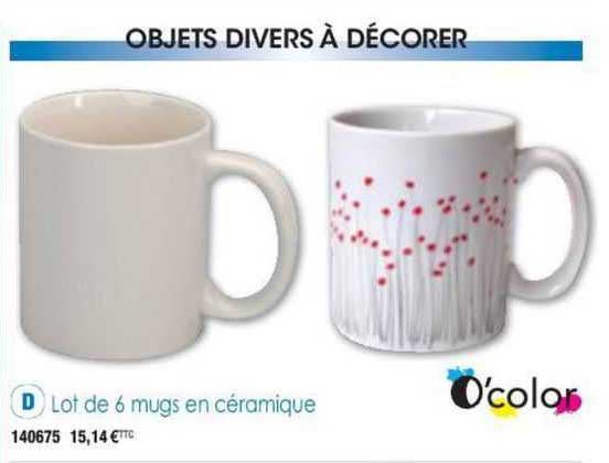 lot de 6 mugs en céramique o'color