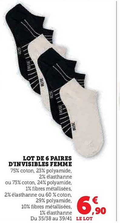 lot de 6 paires d'invisibles femme