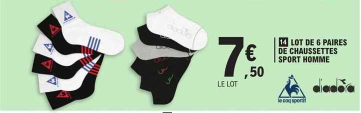 lot de 6 paires de chaussettes sport homme le coq sportif