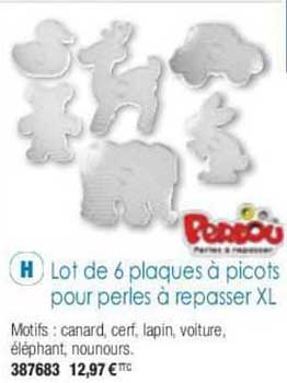 lot de 6 plaques à picots pour perles à repasser xl perlou