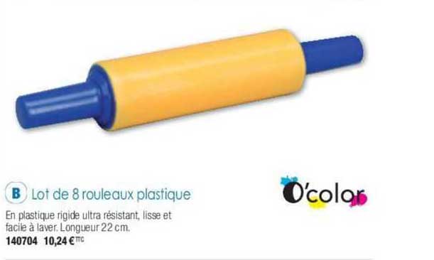 lot de 8 rouleaux plastique o'color