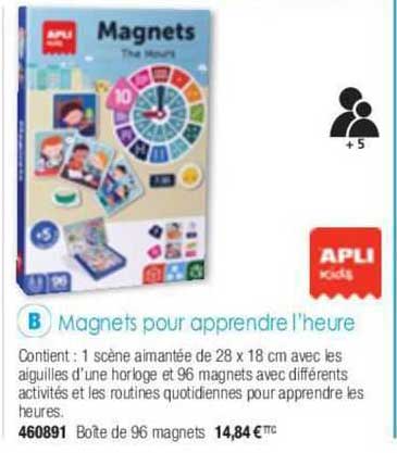 magnets pour apprendre l'heure apli kids