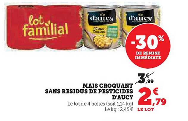 mais croquant sans residus de pesticides d'aucy