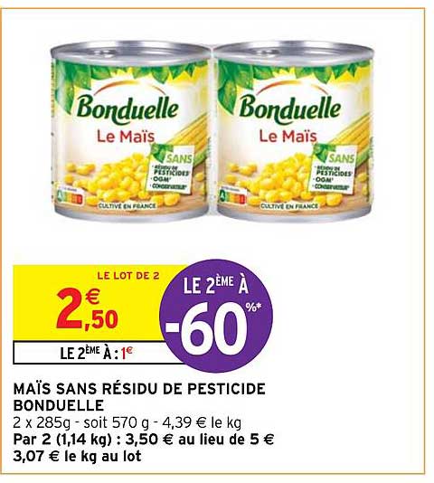 maïs san résidu de pesticide bonduelle