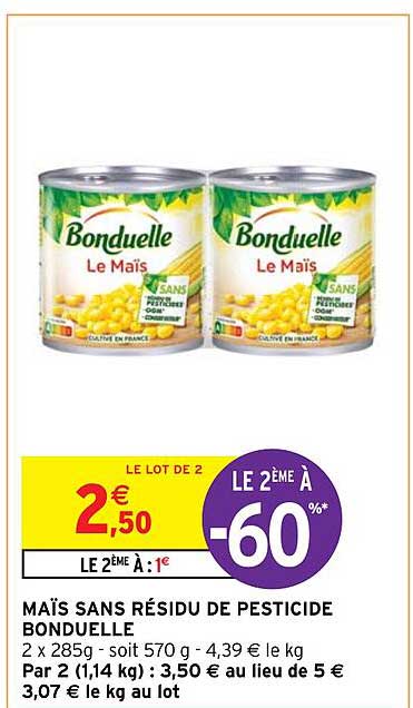 maïs sans résidu de pesticide bonduelle