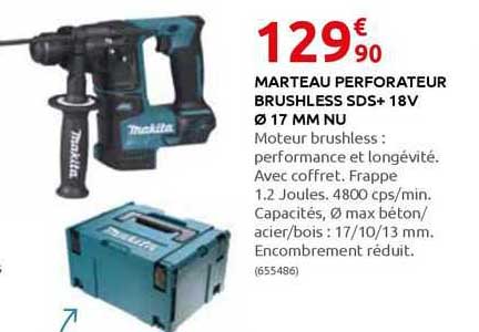 marteau perforateur brushless sds+ 18v ø 17 mm nu