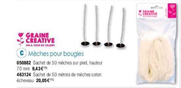 mèches pour bougies graine créative