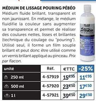 médium de lissage pouring pébéo