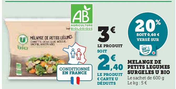 Mélange De Petits Légumes Surgelés U Bio