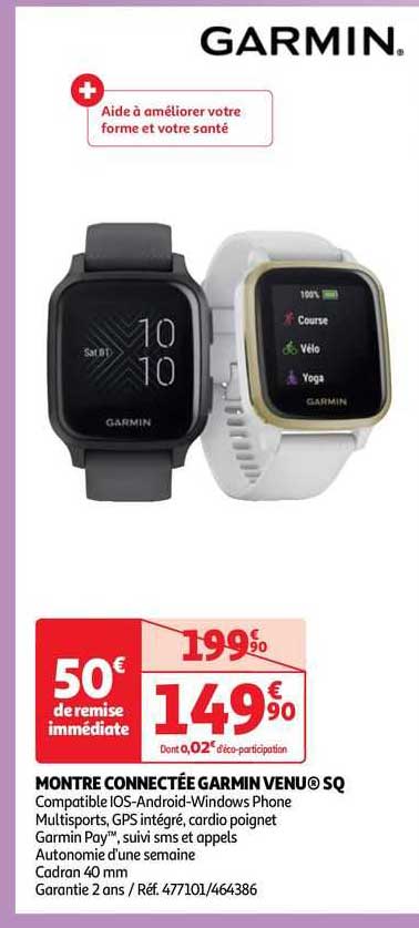 montre connectée garmin venu sq