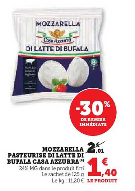 mozzarella pasteurise di latte di bufala casa azzurra