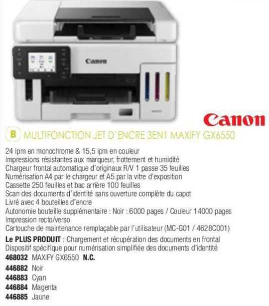 multifonction jet d'encre 3 en 1 maxify gx6550 canon
