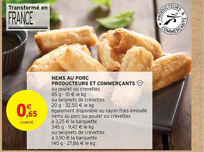 nems au porc producteur et commerçants