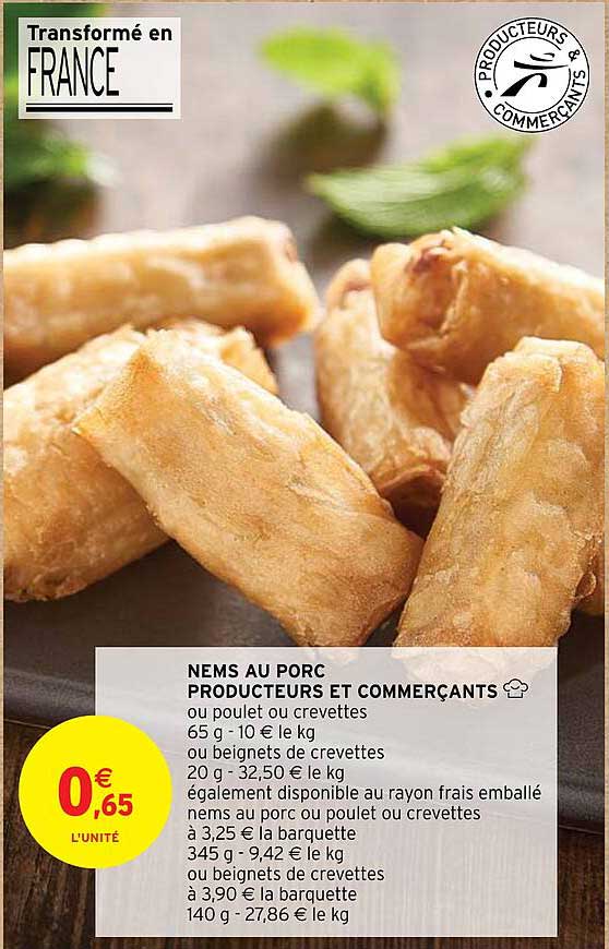 nems au porc producteurs et commerçants