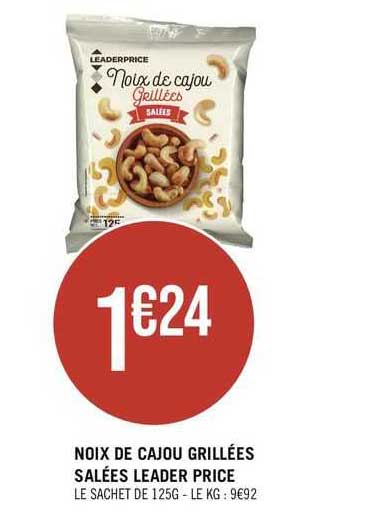 noix de cajou grillées salées leader price