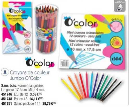 o'color crayons de couleur jumbo