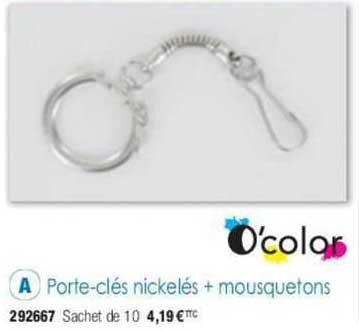 o'color porte-clés nickelés + mousquetons