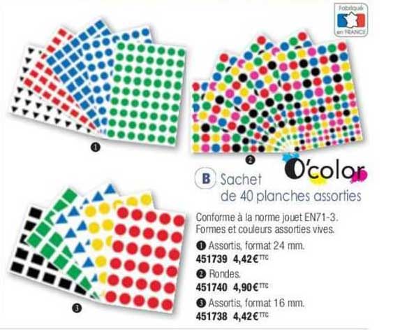 o'color  sachet de 40 planches assorties