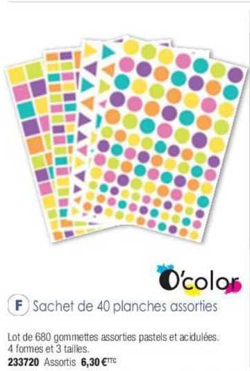 o'color sachet de 40 planches assorties
