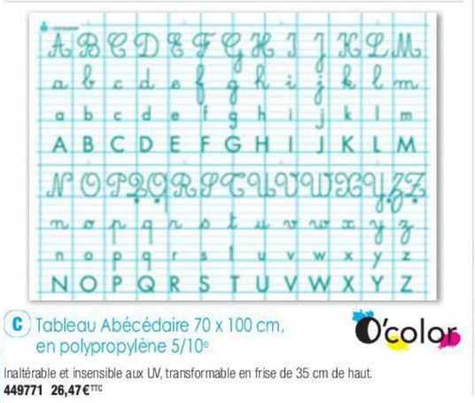 o'color tableau abécédaire 70 x 100 cm, en polypropylène 5/10