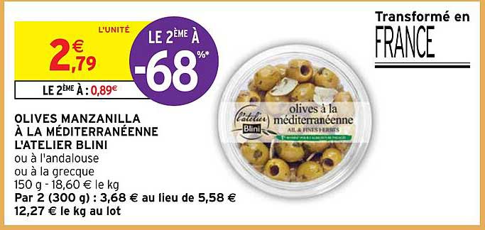 olives manzanilla à la méditerranéenne l'atelier blini