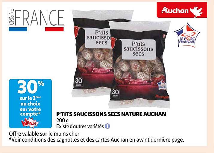 p'tits saucissons secs nature auchan