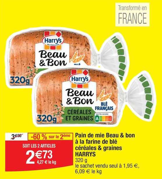 pain de mie beau & bon à la farine de blé céréales & graines harrys