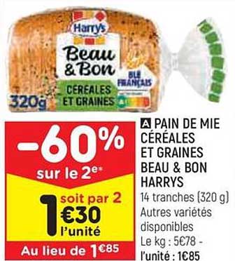 pain de mie céréales et graines beau & bon harrys