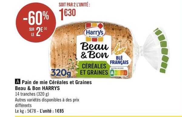 Pain De Mie Céréales Et Graines Beau & Bon Harrys