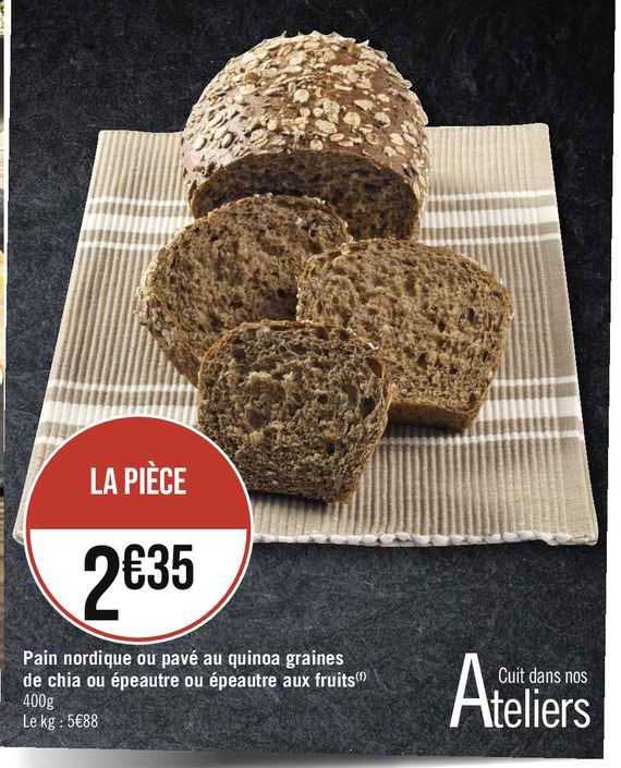pain nordique ou pavé au quinoa graines de chia ou épeautre ou épeautre aux fruits