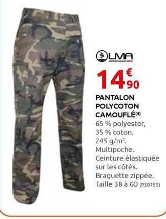 pantalon polycoton camouflé lma
