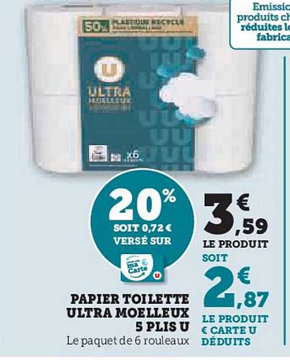papier toilette ultra moelleux 5 plis u