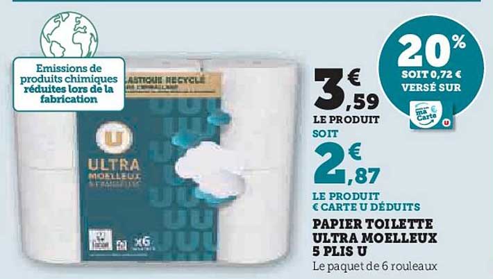 papier toilette ultra moelleux 5 plis u