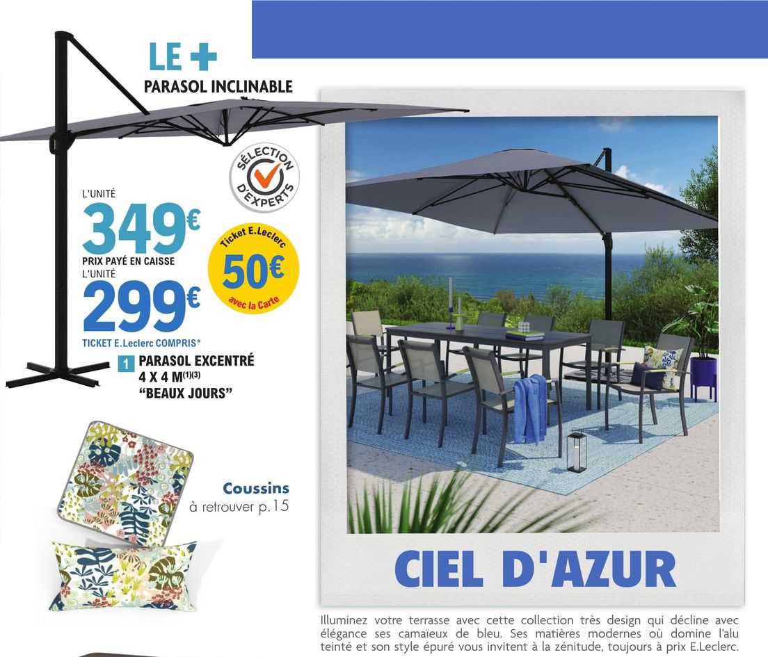 parasol excentré 4 x 4 m "beaux jours"