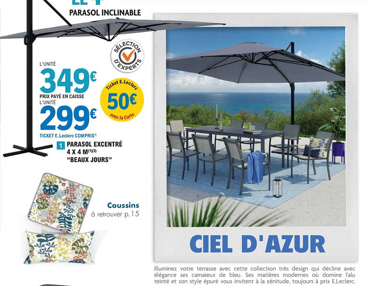 parasol excentré 4 x 4 m "beaux jours"