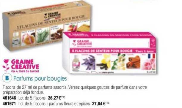 parfums pour bougies graine créative