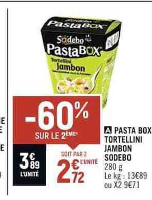 Pasta Box Tortellini Jambon Sodebo