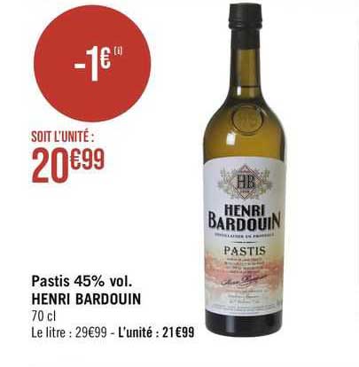 pastis 45% vol. henri bardouin