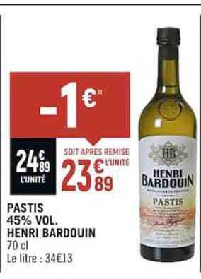 pastis 45% vol. henri bardouin