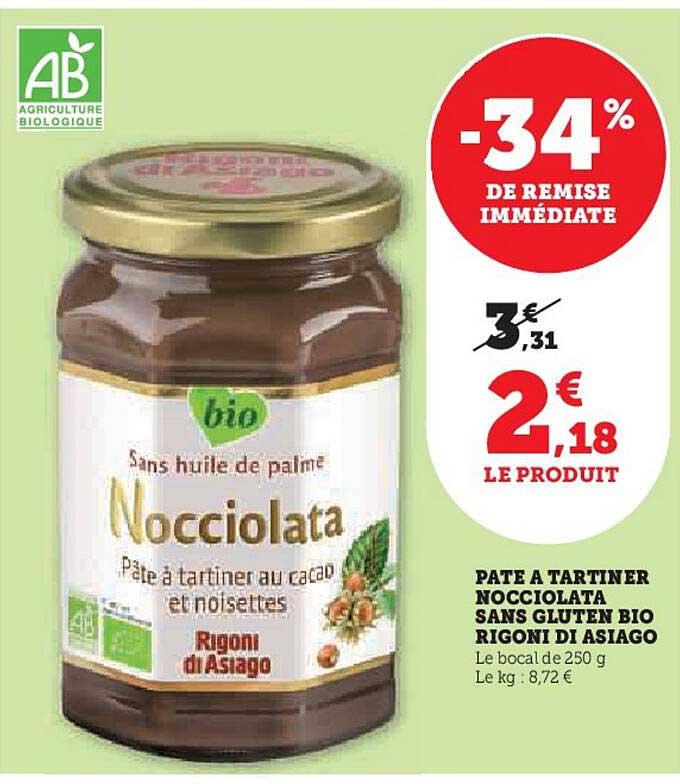 Pate A Tartiner Nocciolata Sans Gluten Bio Rigoni Di Asiago