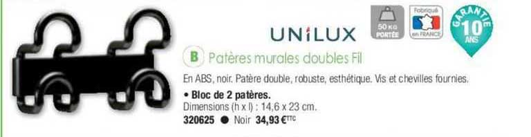 pateres murales double fil unilux