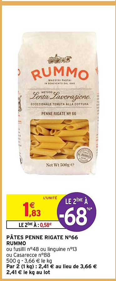 pâtes penne rigate n° 66 rummo