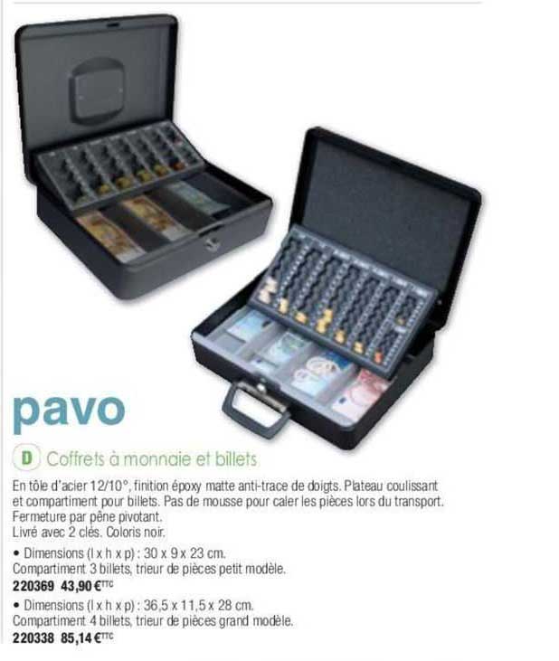 pavo coffrets à monnaie et billets