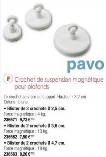 pavo crochet de suspension magnétique pour plafonds