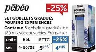 pébéo set gobelets gradués pouring expériences
