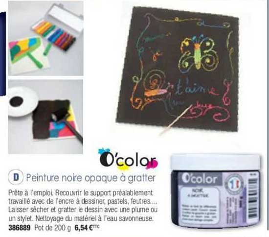 peinture noire opaque à gratter o'color